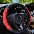 Microfiber Leather Steering Wheel Cover with Anti-Slip Lining Universal Car Accessory for Steering Wheel with a Diameter of 14.5-15 inch (Red)