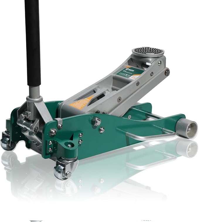 SATA 3-Ton (6,600 lb) Aluminum Floor Jack, Low-Profile Design with Dual-Piston Rapid Lift Pump, Tested for 1.5X Overload for Ultimate Safety, 30% Lighter Than Steel Model