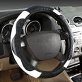 Ultra Fine Carbon Fiber Leather Steering Wheel Cover, Anti Slip and Sun Protective Protect The Steering Wheel, Easy to Install,Universal of 14.5"-15" (White)