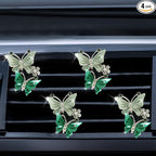 ZIMISI Car Vent Clip, Dual Butterfly Air Vent Clips, Bling Diamond Car Diffuser Clips, Cute Air Conditioning Outlet Decoration, Butterfly Car Accessories for Women (4Pcs/Green)