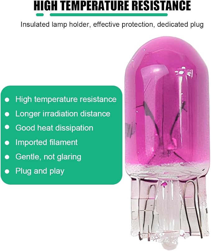 25PCS T10 12V 5W Car Turn Signal Light Bulbs, Clear Flat Foot Vehicle Side Marker Lamp Bulbs, Auto Interior Amber Headlight Bulbs Accessories, Universal for SUV, Sedan, Truck (Pink)