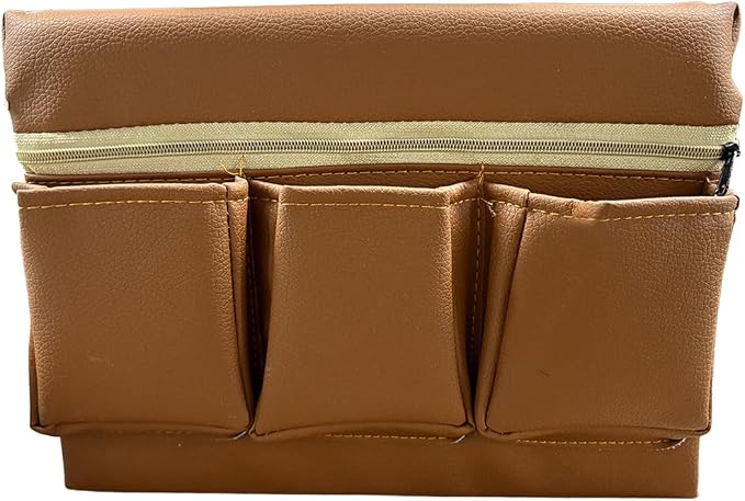 Car Window Armrest Storage Box, Leather Car Side Door Armrest Organizer Storage Bag with Multiple Pockets, Universal Comfortable Elbow Rest Pad Cushion for Auto Interior Accessories (Brown)