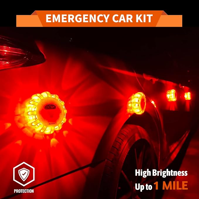 LED Road Flares 3 Pack Roadside Emergency Car Kit Road Safety Flare Light USB Rechargeable Safety Beacon Warning Light 9 Flash Modes