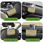 Car Seat Side Pocket Organizer, PU Leather Car Seat Gap Filler Bag, Car Seat Pocket Storage Bag for Phone, Keys, Sunglass, Wallet, Car Organizer Accessories for Seat, Door, Window (Beige)