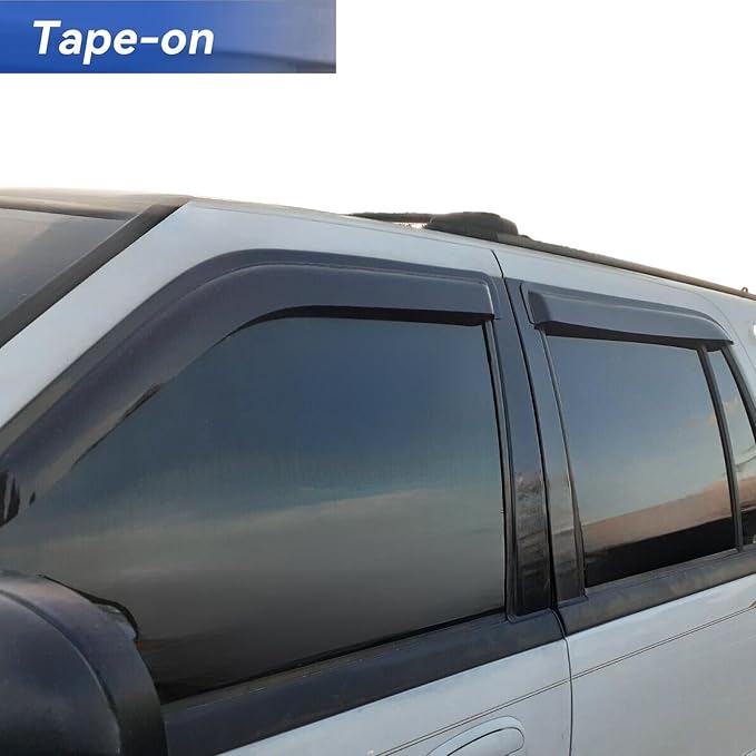Tape On Window Visors Rain Guards Compatible with Ford Expedition/Lincoln Navigator 1997-2017, Side Window Wind Deflectors Vent Visors Shade,Truck Accessories-4pcs