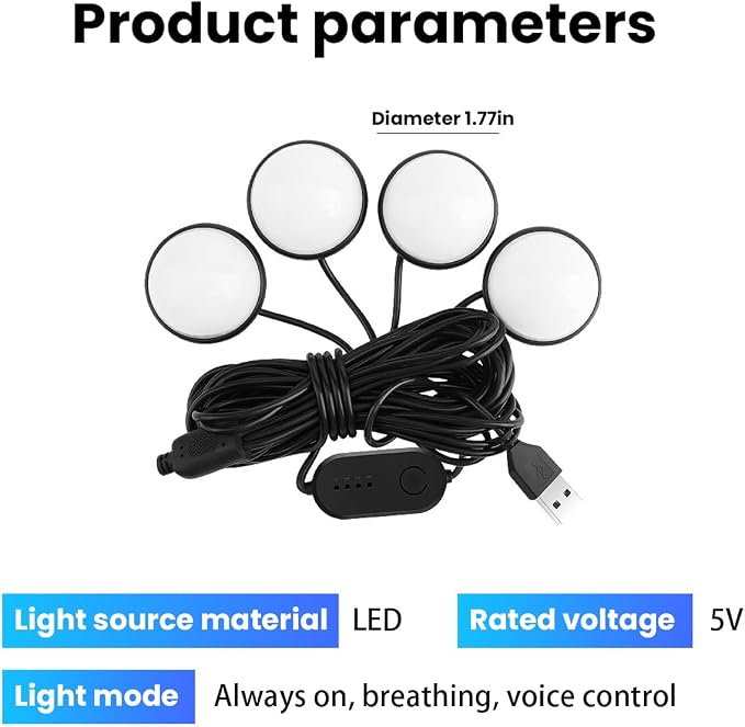 Car Interior LED Lights, Automotive Ambient Neon Light Kit with USB Port, Car Accessories, Gifts for Men and Women, 4 in 1 Decoration Lights for Car, Garden, Home, Party（Orange）