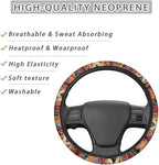 Auto Steering Wheel Cover for Women Men, Universal 15 Inch Soft Elastic Steering Wheel Wrap Anti-Slip Easy to Install Car Accessories, Aztec Geometric Horse Orange