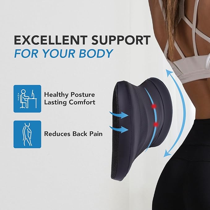 Lumbar Support Pillow for Car, Car Seat Back Support for Driving | Memory Foam Car Lumbar Support for Driving Seat, Car Back Cushion, Adjustable Straps, Lower Back Pillow, PU Leather, Black