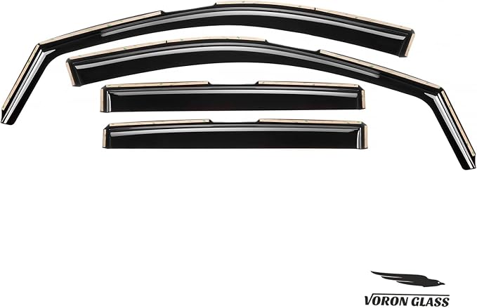 Voron Glass in-Channel Extra Durable Rain Guards for Trucks Ford Ranger 2019-2023 SuperCrew, Window Deflectors, Vent Window Visors, 4 Pieces - 220160