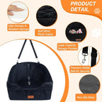 Dog Car Seat for Small & Medium Dogs, Detachable & Washable Booster Seat for Pets Up to 30lbs, Travel Bed with Storage Pockets and Safety Belt – Black
