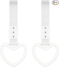 2 Pieces Rings Heart Shaped Car Handle Straps Drift Charm Rear Bumper Warning Ring Decor Subway Bus Broken Heart Handle for Car Interior(White with Silver Rope)