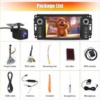Car Radio Stereo for Jeep Wrangler JK 2007-2018 Dodge Ram 1500 2008-2012, 7 Inch Touch Screen CarPlay Android Auto Bluetooth GPS WiFi FM with Backup Camera