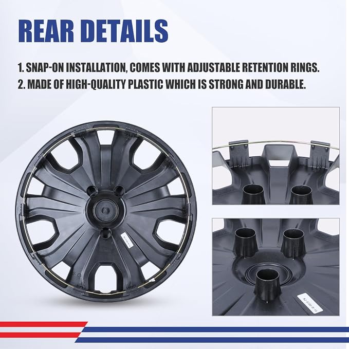 4Pcs 16 2014-2023 Wheel Hubcaps Wheel Cover Fits for Ford Transit | Connect Steel PP Material Snap-On Installation inch Car ReplacementLacquer