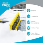 55" Extendable Snow Brush & Ice Scraper for Car Windshield - Long Aluminum Grip for Truck, SUV - 14" Foam Head - Safe on Auto & Windows - Wide Frost Remover - Yellow