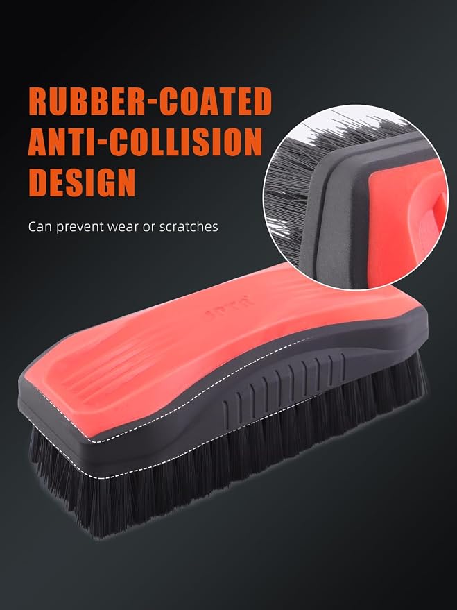 Carpet Cleaning Brush, 2Pcs Universal Leather & Upholstery Brush,Durable Nylon Bristles for Car Detailing,Ideal for Cleaning Seats, Carpets & Interior Surfaces,Gentle,Effective Detailing Tool