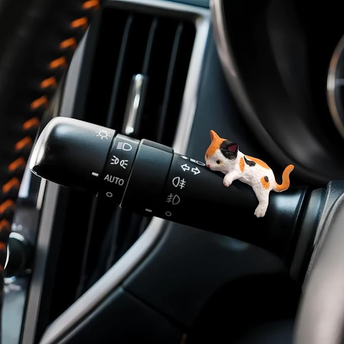 Cat Car Interior Accessories Dashboard Decorations, Set of 5 Cute Car Dash Decor Rearview Mirror Ornament for Women Girl