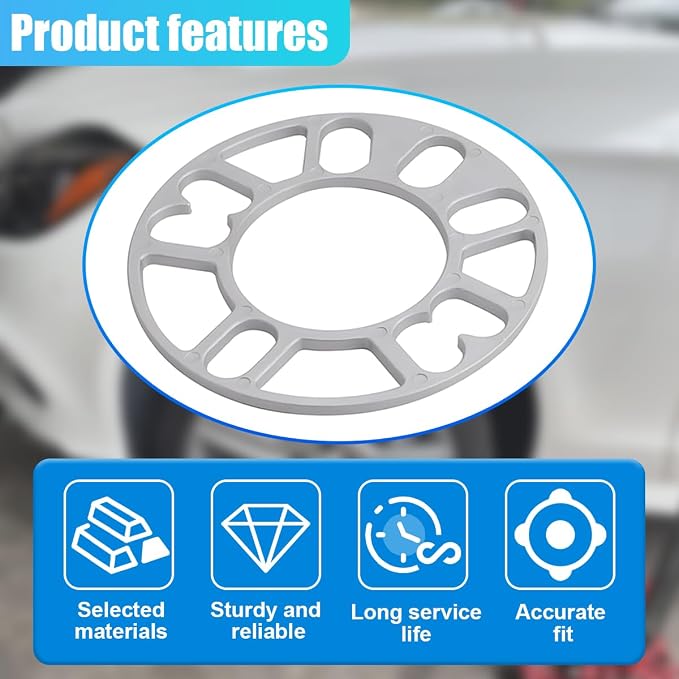 YoRise 2PCS 5 mm Car Wheel Spacers, PCD 100-120mm Aluminum Alloy Hub Centric Wheel Spacer for 4 & 5 Lug, Universal Car Tire Accessory for 4X100, 4X114.3, 5x108, 5x112, 5x120 Bolt Pattern(5MM)