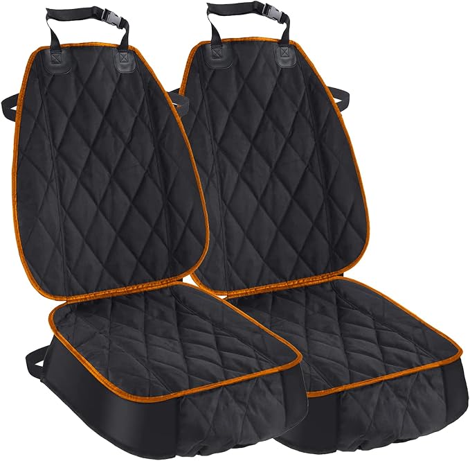 Dog Car Seat Cover for Cars SUVs Trucks, Thicked 600D Oxford Heavy Duty Waterproof Front Car Seat Covers for Dogs Durable Nonslip Padded Pet Car Seat Protector with Side Flaps, 2 Pack