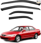 Rain Guards for 1998-2002 Honda Accord, Out-Channel Window Visor Shields Vent Deflector Shade Wind Dark Smoke for 98-02 Accord, Tape-On Outside-Mount, 4PCS