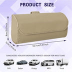 Sunglasses Holder for Car Sun Visor, Sunglass Organizer for Car, Magnetic Leather Eyeglasses Protective Storage Case, Waterproof Glasses Organizer Visor Accessories for Vehicles (Beige)