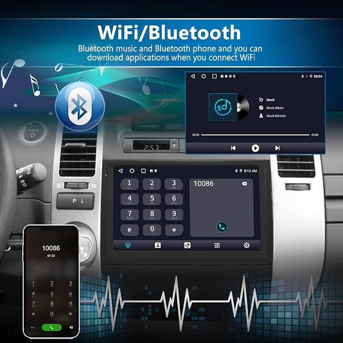 4Core Car Radio Stereo for Toyota Prius 2003-2009 Android 13 Built in Carplay/Android Auto with WiFi GPS Navigation FM Bluetooth