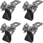 Zpana Bling Car Headreat Hook, 2PCS Crystal Rhinestone Cute Bow Vehicle Seat Back Hanger Storage for Purses Bags Grocery, Diamond Auto Rear Seat Organizer, Universal for SUV Truck Sedan (Pink)