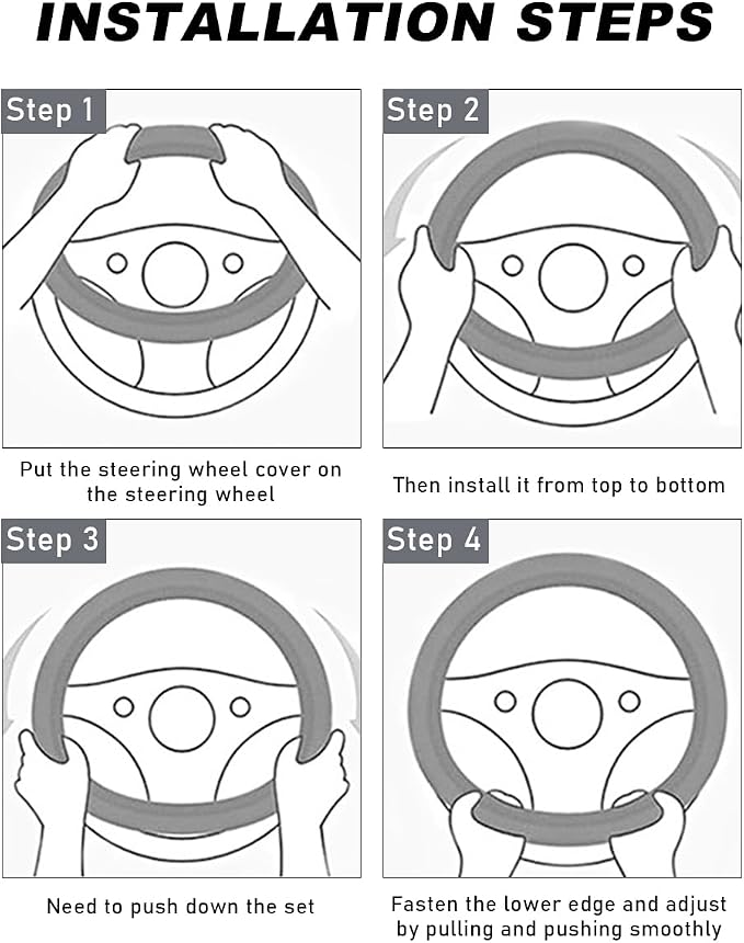 Car Steering Wheel Cover, 15 Inch Carbon Fiber Leather Stitching Color Steering Wheel Protector, Anti-Slip Elastic Breathable Steering Wheel Cover Stylish Decor for Most Cars (Black&Blue, AD)