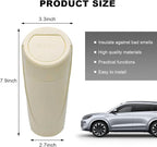 Car Trash Can with Lid, Mini Car Garbage Bin Leakproof Cup Holder Trash Can, Multipurpose Organizer Door Pocket Trash Cup Fits Auto Home Office, Universal Garbage Can (Beige)