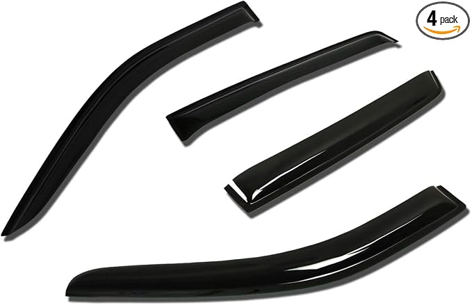 4Pcs Tape-On Window Vent Visor Deflector Rain Guard Compatible with 2001-2006 Santa Fe, Acrylic