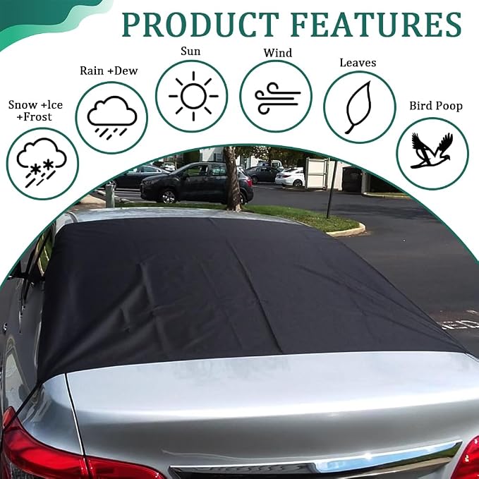 Car Windshield Cover for Ice and Snow, Frost Guard Windshield Cover, Car Windshield Snow Cover Winter Ice Sunshade Protector, Universal Car Exterior Accessories for Cars, Trucks, Vans (Rear)