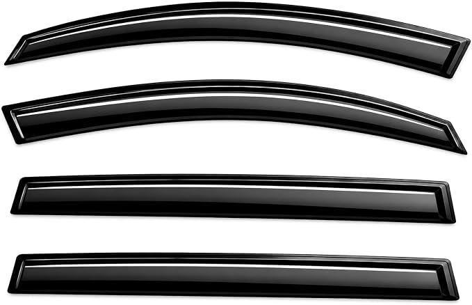 2019-2026 Tape-On Side Window Visor Deflectors for Subaru Ascent Smoke Tinted Rain Guards Premium Onyx Limited 2020 2021 2022 2023 2024 2025