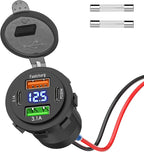 66W 12V USB Outlet, 4 Port Dual PD & Dual Quick Charge 3.0 Car Charger with Voltmeter for Car Boat Marine RV