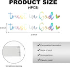 4PCS Trust in God Rearview Mirror Decals, Automotive Vinyl Rear View Mirror Decorative Stickers, Waterproof Trust in God Stickers for Car Truck Laptop, Car Accessories (Colorful)