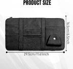 Car Sun Visor Organizer, Truck Visor Organizer, Leather Multi-Pocket Auto Visor Storage Pocket Pouch Holder with Zipper, Auto Accessories Storage Bag for Driving License Card Pen (Black)