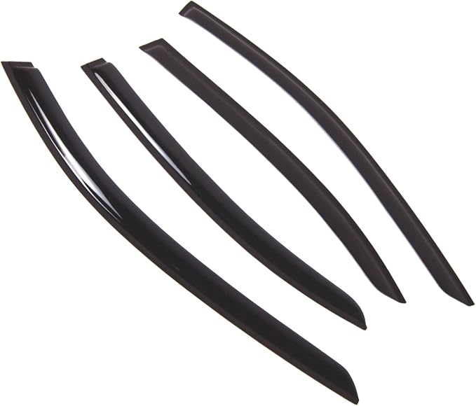 WD2-723 Dark Smoke 4 Pcs Set Window Visor (Outside Mount) Deflector Rain Guard Compatible with 2007-2013 Mercedes-Benz S550 S600 S63 S65