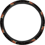 Steering Wheel Cover Vintage Horse Hibiscus Flower Pattern Full Surround Auto Steering Wheel Protector with a Diameter of 15" Steering Wheels Accessories for Car SUV Van Truck