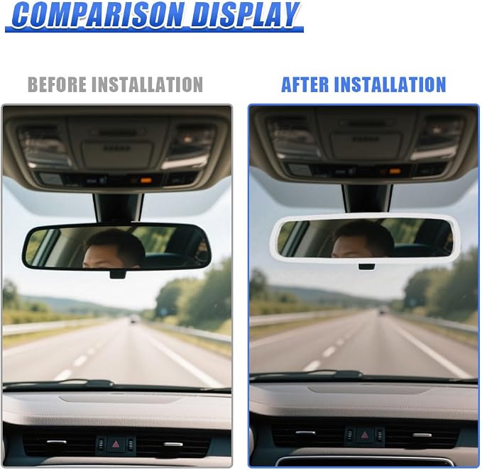 YoRise Car Rear View Mirror Protector Frame, Rearview Edge Cover (White) | Car Rearview Mirror Cover, Car Mirror Decoration Protector Accessories for Most Cars