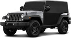 600D Cab Cover Windproof Sunshade Cover Compatible with Jeep Wrangler JK JL 2-Door 2007-2024, 6-Layer Protection Frost Wiper & Mirror Covers Protect from Sunshine, UV, Snow, Rain