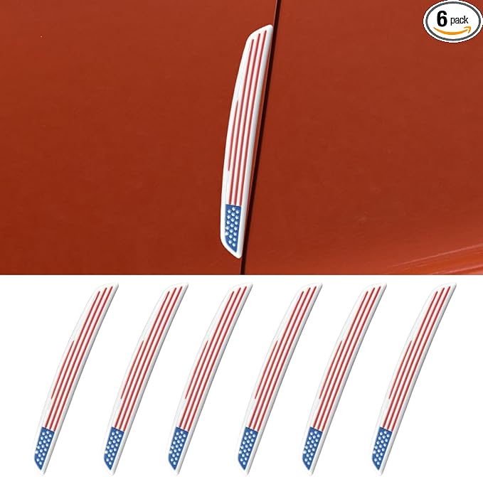 Craedli 6PCS Universal Car Door Edge Guards, Anti-Scratch Auto Bumper Body Protector Trim Guard Car Door Anti-Collision Strips, Self-Adhesive Auto Side Rearview Mirror Protector Sticker(Flag)