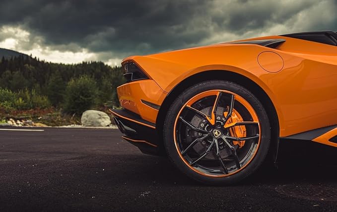 AlloyGator Orange Rim Protector for Car Wheels (Fits 12-24" Wheel Diameter) - Pack of 4 Premium Alloy Wheel Protector to Avoid Scratches & Scuffs - Adhesive Free Curb Rash Rim Protectors