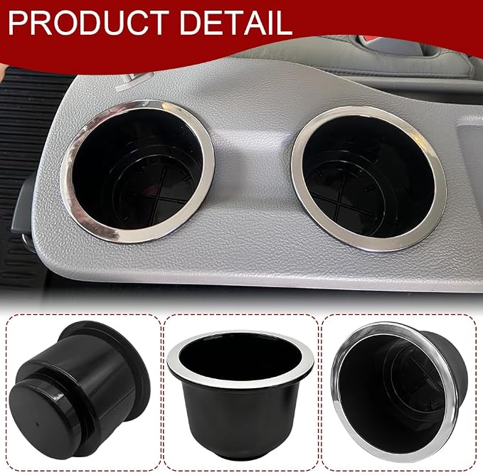 2PCS Cup Holder Insert, Car Cup Holder Expander, 4.3" x 3.6" x 3.3" Large Plastic Drop in Cup Holders, Recessed Drink Can Holders Replacement Accessories for RV Boat Car Couch Golf Cart