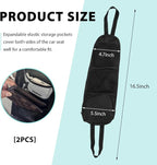 2 PCS Car Seat Side Organizer, Front Seat Side Hanging Bag with Mesh Net Pockets, Multi-Pocket Vehicle Stuff Holder for Mobile Phone Wallet Drink, Universal Car Accessories