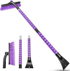 42.5 Inch Car Scraper Snow Brush, 12.6 Inch Large Brush Head with Ice Scraper for Window Windshield, Portable Snow Scraper for SUV Truck Vehicle RV Auto - Purple