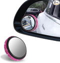 2PCS Blind Spot Mirrors, Convex Car Mirror, 2" Round HD Glass Convex Rear View Mirrors with Frame, 360 Degree Wide Angle Side Rear View Accessories Universal for Most Sedans SUVs Trucks (Pink)
