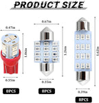 24PCS LED Interior Car Lights, T10 31mm 41mm Dome Bulb Kit, Red | 194 168 2825 DE3175 578 sockets, alloy PCB, output for map trunk license tag, plug in, automotive accessories