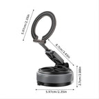 Magnetic Car Phone Mount, 2-in-1 Detachable Ring Stand for Desk & Dashboard, 360° Triple Axis Windshield Holder, N52 Strong Magnet, Universal Fit, Includes 2 Metal Plates,（Grey）