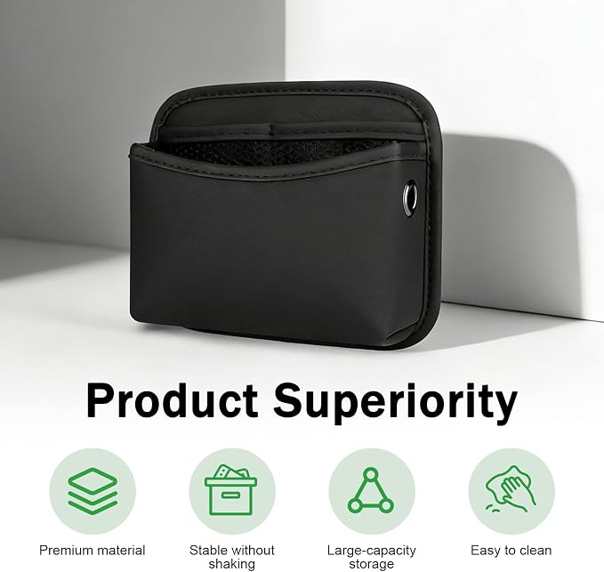 Car Organizer, Car Door Trash Can, Multi-pocket Organizer for Cards Mobile Phones Sunglasses, Portable Multi-position Installation Parts (Black)