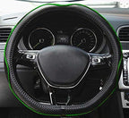 Flat Bottom Steering Wheel Cover Anti-Slip,Safety,Soft,Breathable,Durable,Full Surround,Comfortable Grip Microfiber Leather (D Shape, Green)
