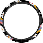 Groovy Hippie Flower Pattern Sweat Absorption Steering Wheel Cover with Anti-Slip Lining for Car Truck SUV Van Universal Car Wheel Cover Polyester Cover Car Decoration