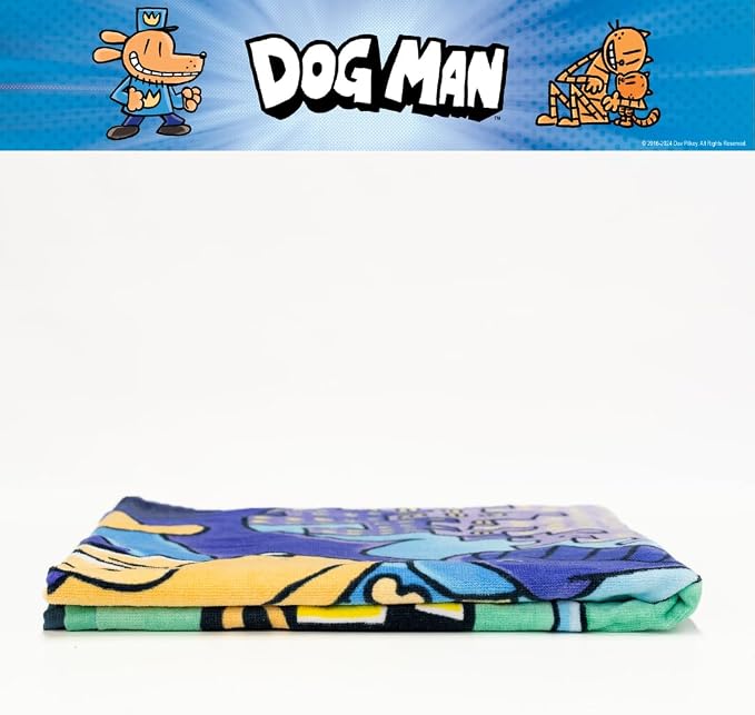 Dog Man Supa Cop & Petey Book Kids Super Soft Cotton Bath/Pool/Beach Towel, 58 in x 28 in, (Offically Licensed Product) By